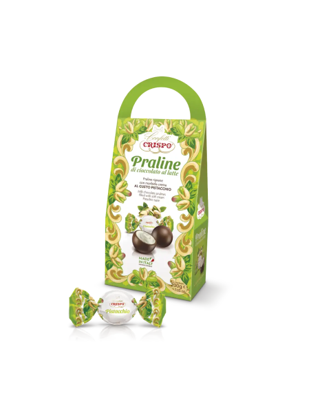 Crispo Praline di Cioccolato al Latte Ripiene al Pistacchio - 200 gr