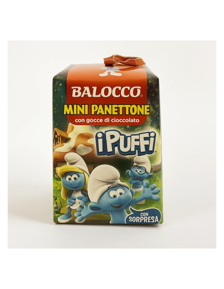 Balocco Mini Panettone i Puffi con gocce di cioccolato + sorpresa - 90 g