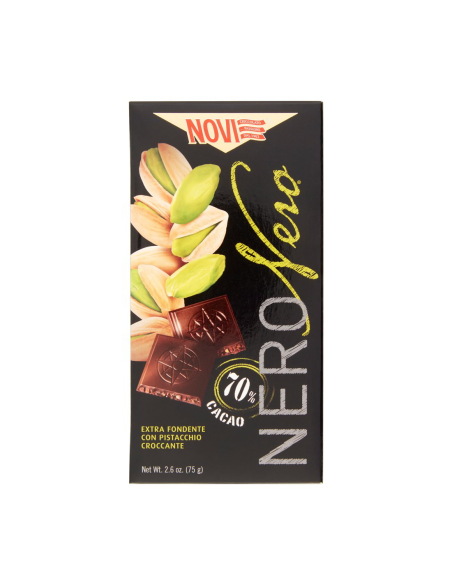 Novi Tavoletta di Cioccolato extra fondente 70% con Pistacchio - 75 gr