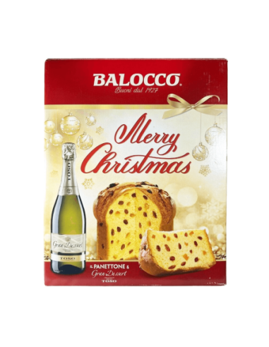 Balocco Merry Christmas Panettone + Bottiglia Grand Dessert  Toso - 750 gr