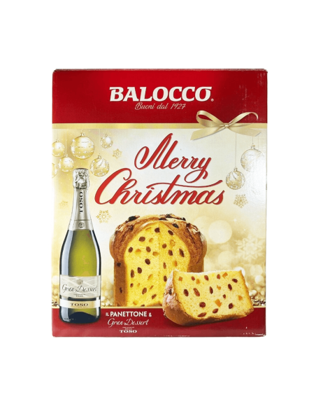 Balocco Merry Christmas Panettone + Bottiglia Grand Dessert  Toso - 750 gr