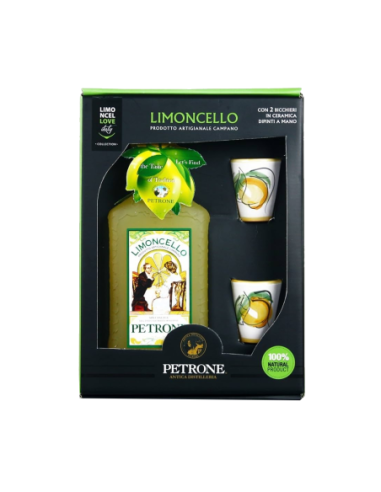 Antica Distilleria Petrone Limoncello con 2 bicchieri ceramica - 50 cl