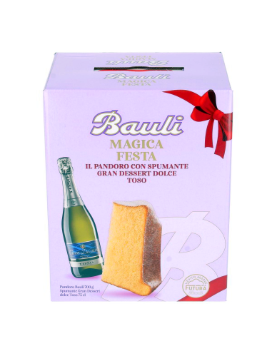 Bauli Strenna Magica Festa - Pandoro 700 g + Süße Cuvée Spumante - 2 Stück - Kostenloser Versand nach Europa und Großbritannien