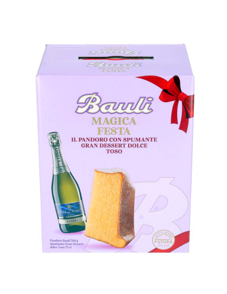 Bauli Strenna Magica Festa - Pandoro 700 g + Süße Cuvée Spumante - 2 Stück - Kostenloser Versand nach Europa und Großbritannien
