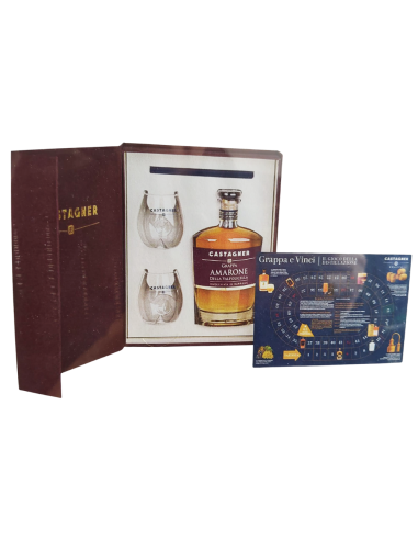 Exclusieve Castagner Amarone Grappa Box met Glazen en Spel