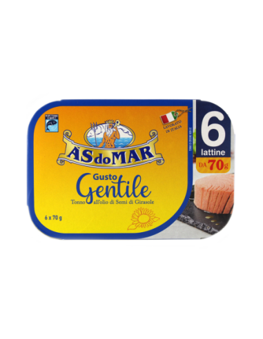 Asdomar Tonno all'olio di Girasole gusto gentile - 6 x 70 gr
