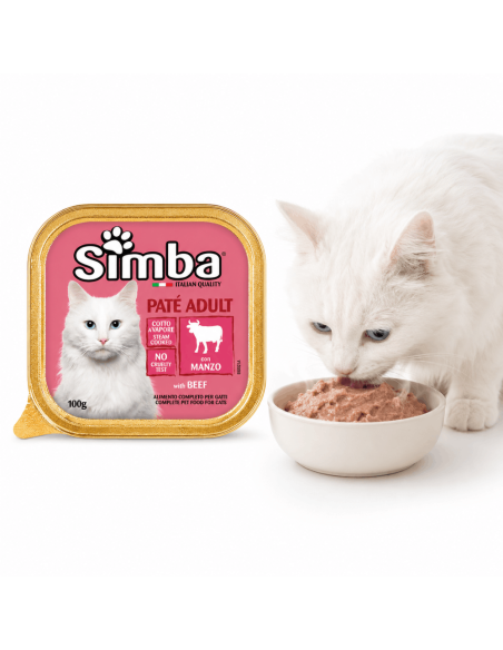 Beef cat pâté Simba – Italian steam-cooked wet food