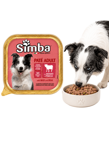 Beef and pea adult dog pâté Simba – Italian steam cooked