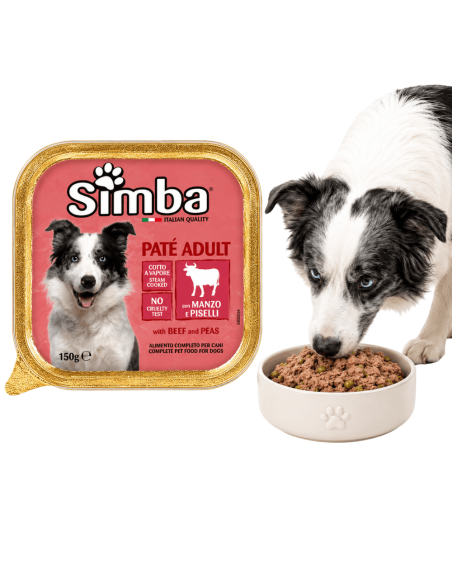 Beef and pea adult dog pâté Simba – Italian steam cooked