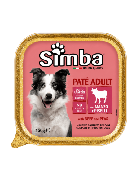 Beef and pea adult dog pâté Simba – Italian steam cooked