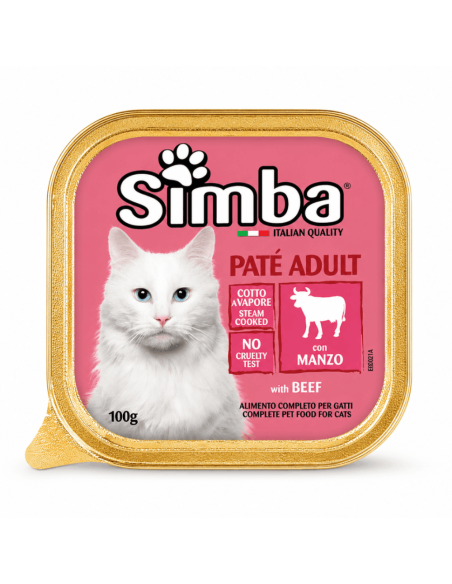 Beef cat pâté Simba – Italian steam-cooked wet food
