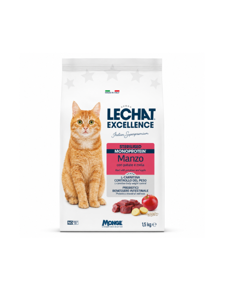 LeChat Excellence Gatto Sterilised Monoprotein Manzo, Patate e Mela - 1.5 kg