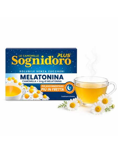 Sogni d'Oro Camomilla con Melatonina solubile - 16 pz - Spedizione gratuita consegnata in EUROPA e UK
