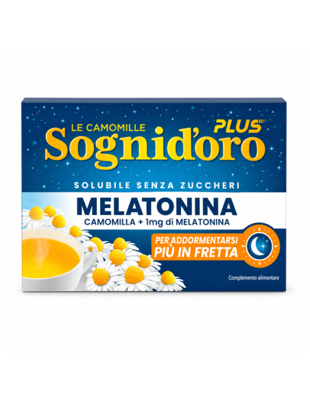 Sogni d'Oro Camomille avec Mélatonine soluble - 16 pz - Livraison gratuite en EUROPE et au Royaume-Uni