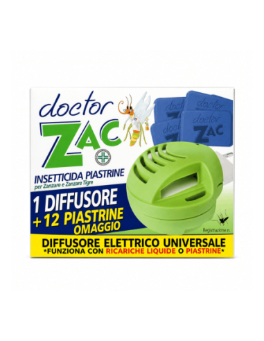 Doctor Zac 1 Diffusore elettrico universale + 12 Piastrine insetticida