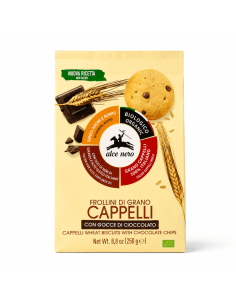 Alce Nero Frollini di Grano Cappelli con Gocce di Cioccolato Bio - 250 gr - Spedizione gratuita consegnata in EUROPA e UK