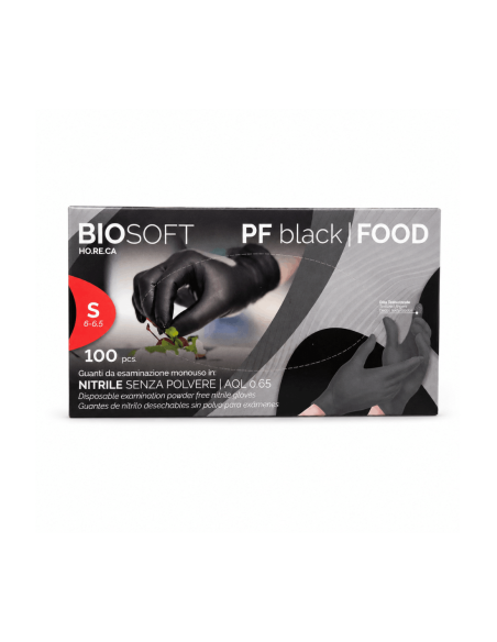 BioSoft Black Food Guanti in Nitrile Monouso Senza Polvere S - 100 pz
