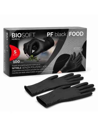Biosoft Gants Nitrile Noirs pour Alimentation