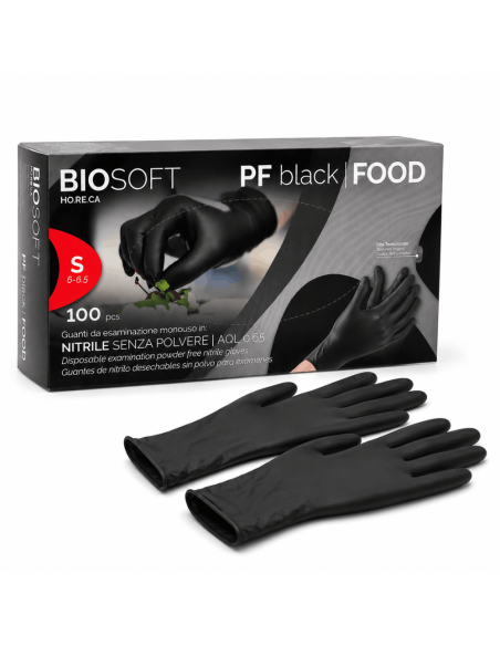 Biosoft Gants Nitrile Noirs pour Alimentation