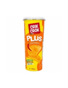 Crik Crok Plus Paprika Chips Vorderseite der Verpackung