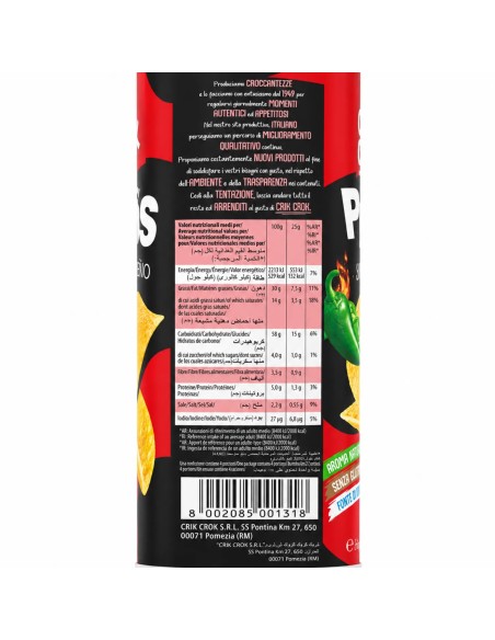 Crik Crok Plus Jalapeño Chips in Koker uit Italië