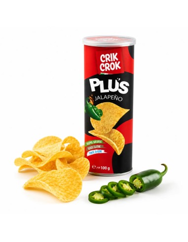 Crik Crok Plus Jalapeño Chips in Koker uit Italië