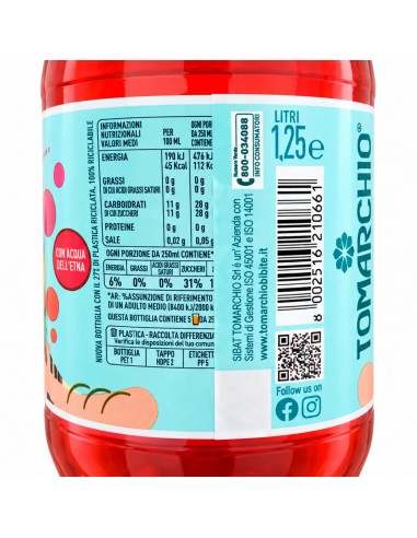 Tomarchio Il Ginger Etikettendetail mit Nährwertangaben und EAN-Code