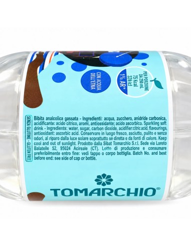 Tomarchio La Gassosa etiket met ingrediënten en bewaarinformatie