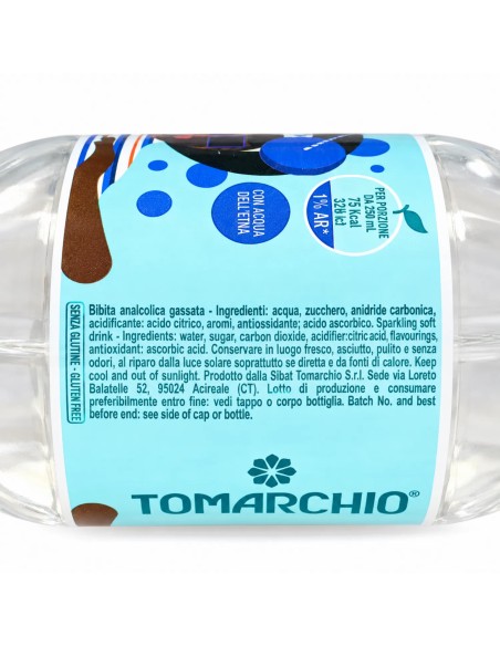Tomarchio La Gassosa etiket met ingrediënten en bewaarinformatie