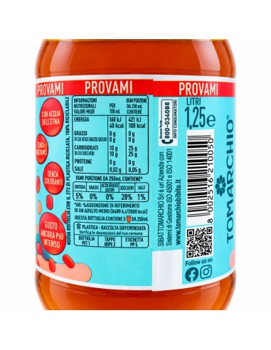 Tomarchio La Rossa achterkant van de fles met voedingswaarden en EAN-code