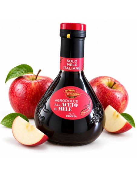 Monari Federzoni Condiment Aigre-Doux au Vinaigre de Cidre avec pommes rouges et vertes