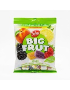 Dufour Big Frut Fruchtgelee-Bonbons Mediterrane Früchte 150 g Vorderseite der Verpackung