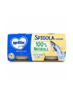 Mellin Babybrei mit Wolfsbarsch und Gemüse Vorderseite der Verpackung