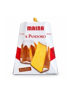 Maina Il Pandoro 750 g front packaging with pandoro and slice dusted with icing sugar