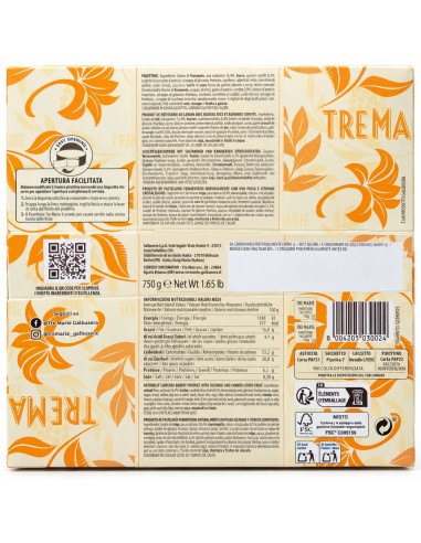 Tre Marie Il Panettone Milanese back of pack with ingredients and nutrition information