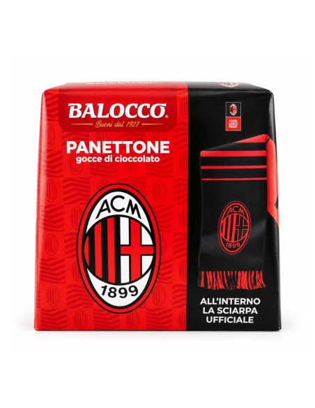 Balocco AC Milan panettone with chocolate chips and official scarf 500g