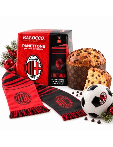 AC Milan panettone with chocolate chips and official AC Milan scarf