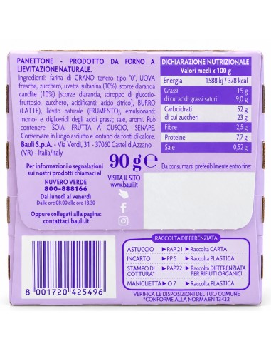 Bauli Mini Classic Panettone - 90 gr - Free shipping delivered to EUROPE and UK