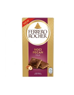 Ferrero Rocher melkchocoladereep met hazelnoot en pecannoot voorkant verpakking