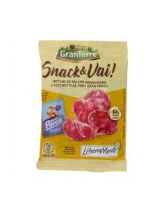 GranTerre Snack&Vai! Salami GranMagro & Bouchées au Maïs Gran Pavesi face avant