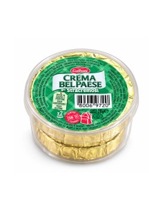 Galbani Crema Bel Paese Gli Stracremosi smeerkaas in een transparant bakje met twee goudkleurig verpakte porties